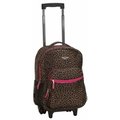 Rockland Rockland R01-PINKLEOPARD Roadster 17 in. Rolling Backpack R01-PINKLEOPARD